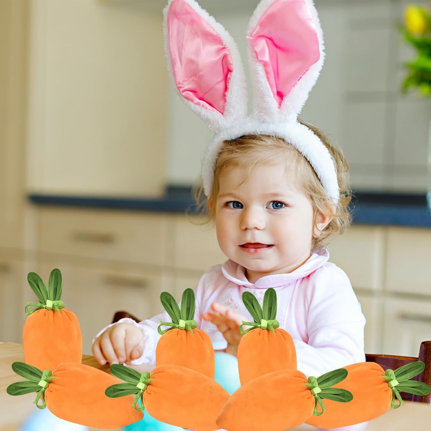 6 pieces of velvet Easter bags, Easter bags with drawstrings, Easter gift bags, ears, to fill with lollies, biscuits, snacks style B - Image 6