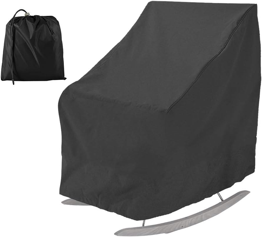 Patio rocking chair Cover waterproof Oxford fabric heavy Veranda lounge garden chair outdoor furniture protective cover (black) - Image 1