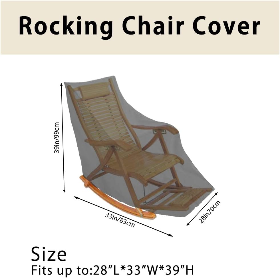 Patio rocking chair Cover waterproof Oxford fabric heavy Veranda lounge garden chair outdoor furniture protective cover (black) - Image 4