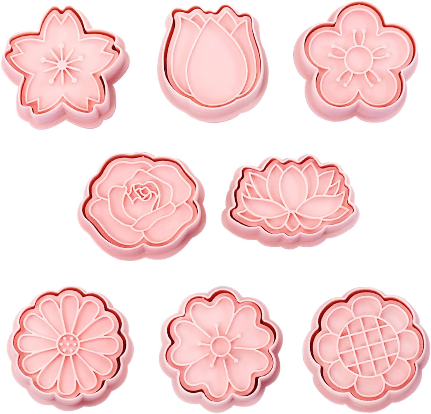 Set of 8 cookie cutters for kids, 3D cookie cutter, flower shape, cookie shape, DIY, baking cakes, tool, fondant, cake, baking - Image 1