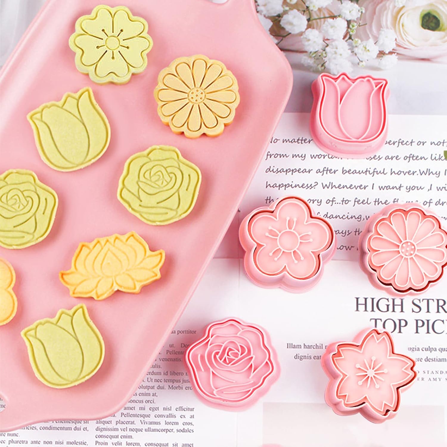 Set of 8 cookie cutters for kids, 3D cookie cutter, flower shape, cookie shape, DIY, baking cakes, tool, fondant, cake, baking - Image 2