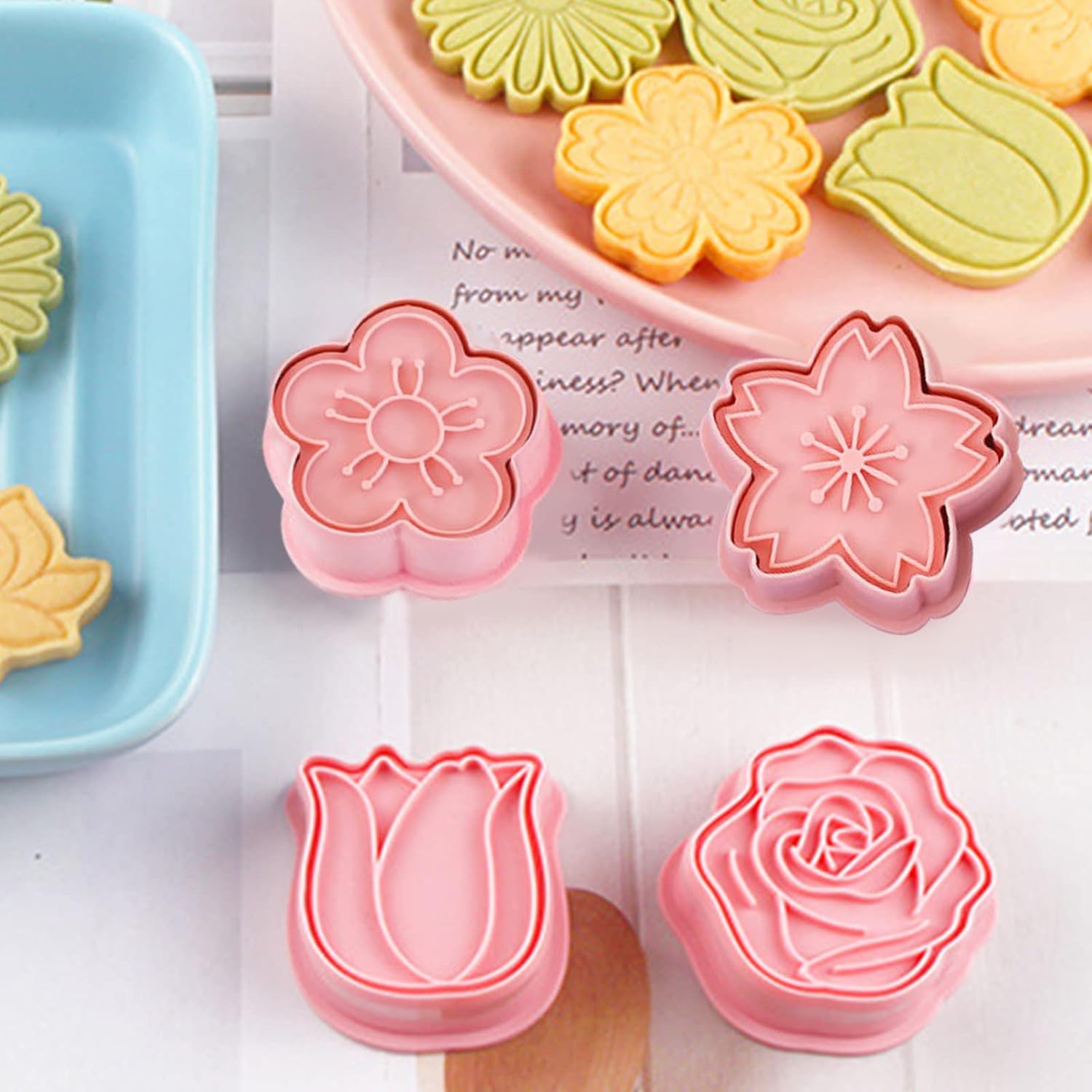 Set of 8 cookie cutters for kids, 3D cookie cutter, flower shape, cookie shape, DIY, baking cakes, tool, fondant, cake, baking - Image 3