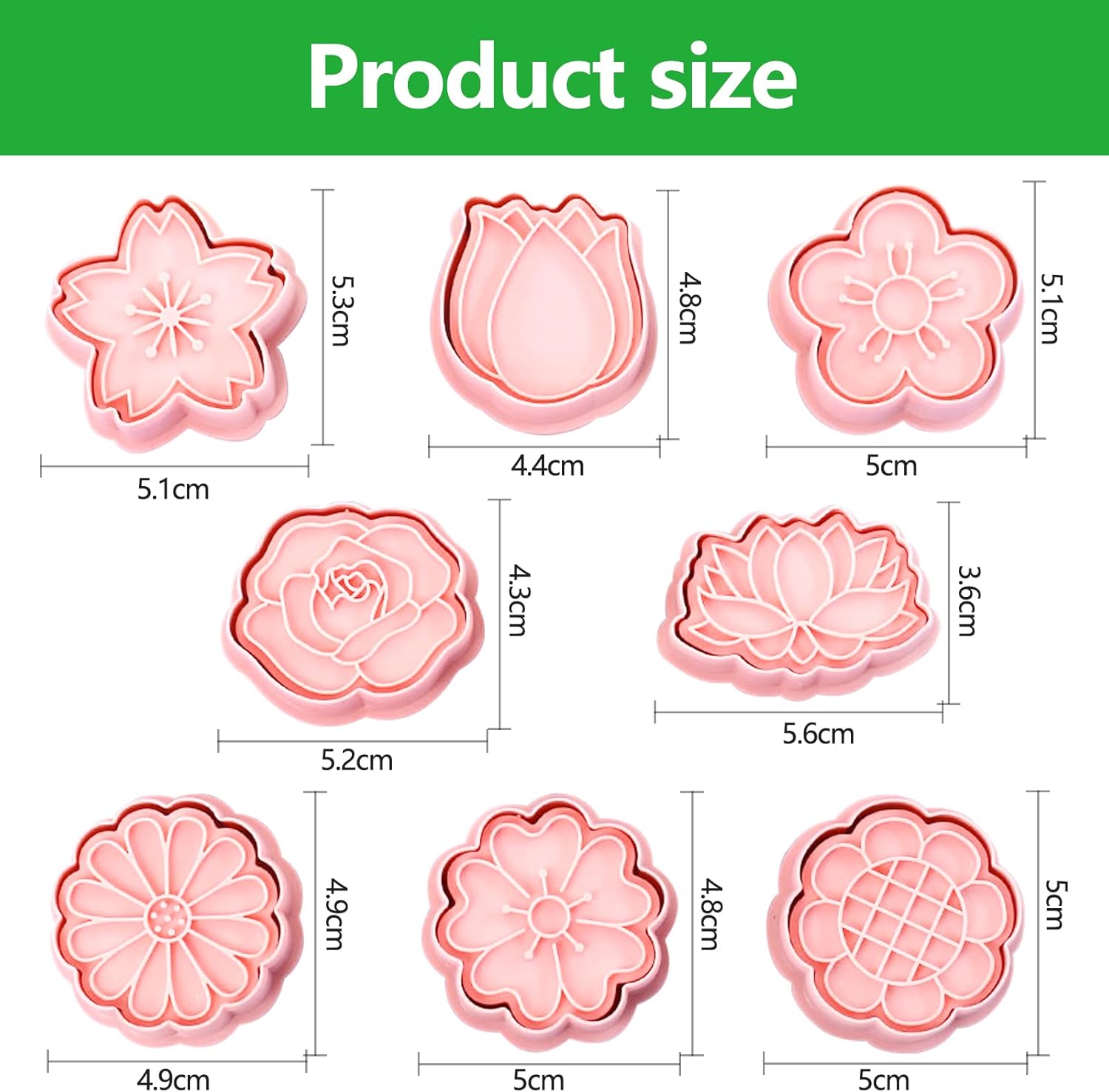 Set of 8 cookie cutters for kids, 3D cookie cutter, flower shape, cookie shape, DIY, baking cakes, tool, fondant, cake, baking - Image 4