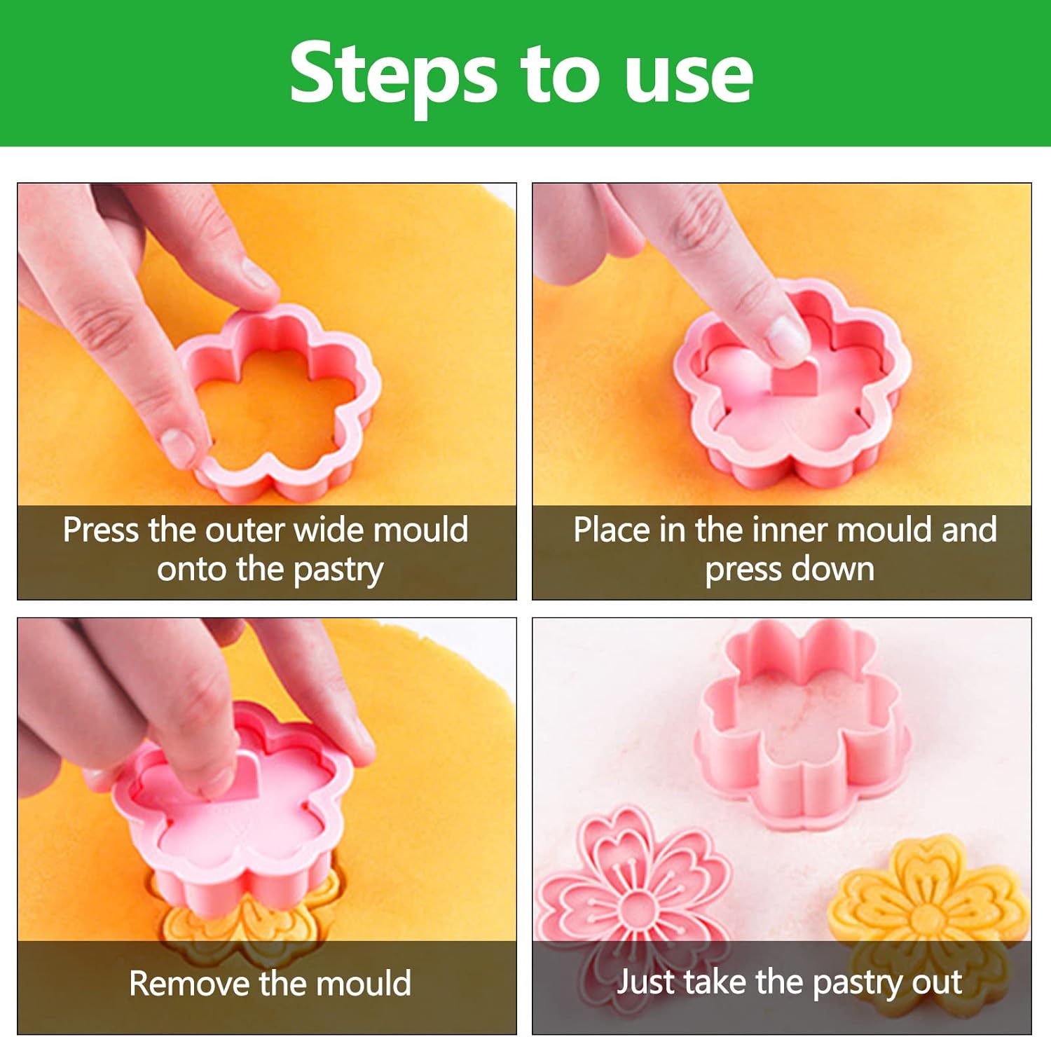 Set of 8 cookie cutters for kids, 3D cookie cutter, flower shape, cookie shape, DIY, baking cakes, tool, fondant, cake, baking - Image 5