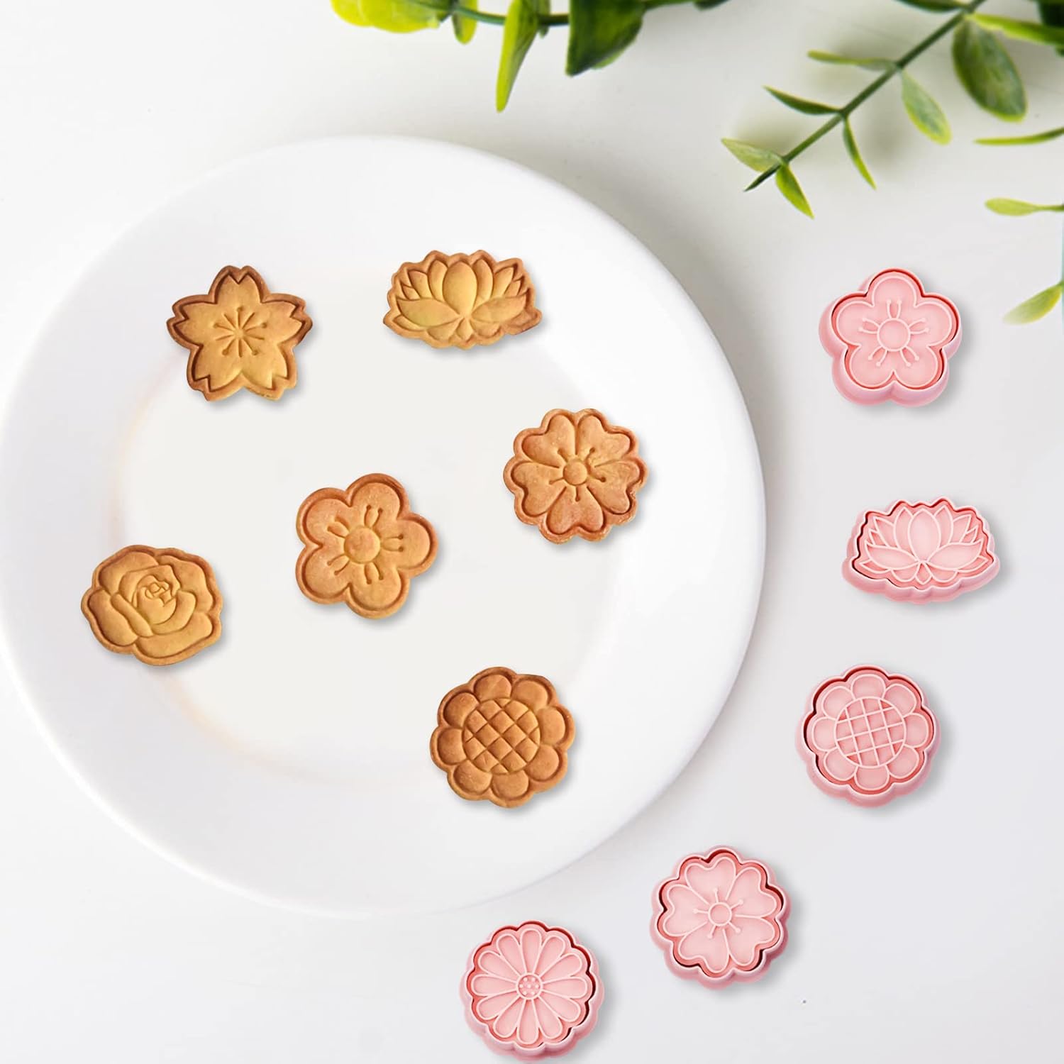 Set of 8 cookie cutters for kids, 3D cookie cutter, flower shape, cookie shape, DIY, baking cakes, tool, fondant, cake, baking - Image 6