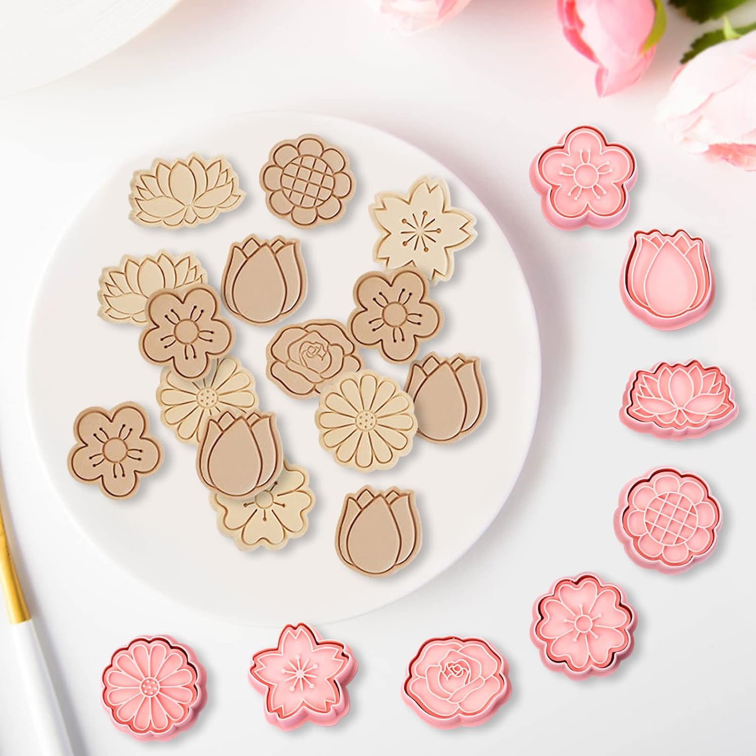 Set of 8 cookie cutters for kids, 3D cookie cutter, flower shape, cookie shape, DIY, baking cakes, tool, fondant, cake, baking - Image 7
