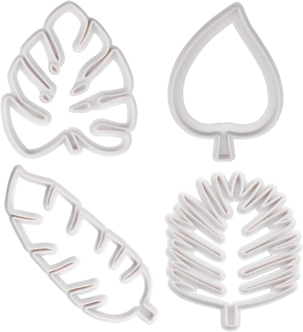 Set of 4 cutters, cookie cutters, leaf cutters, tropical leaves, plastic cake decoration for DIY cookies, fondant, cupcakes, cake - Image 1