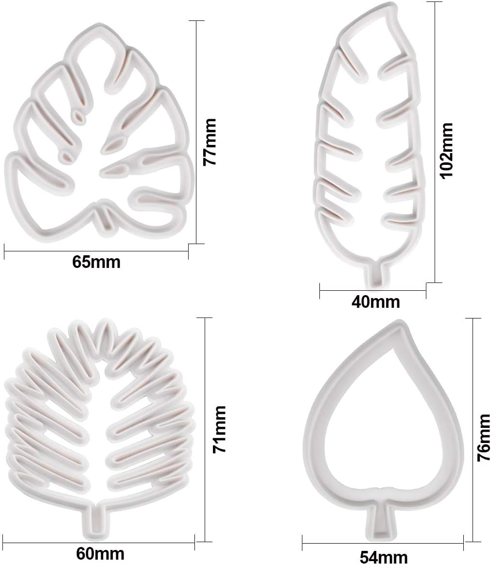Set of 4 cutters, cookie cutters, leaf cutters, tropical leaves, plastic cake decoration for DIY cookies, fondant, cupcakes, cake - Image 2
