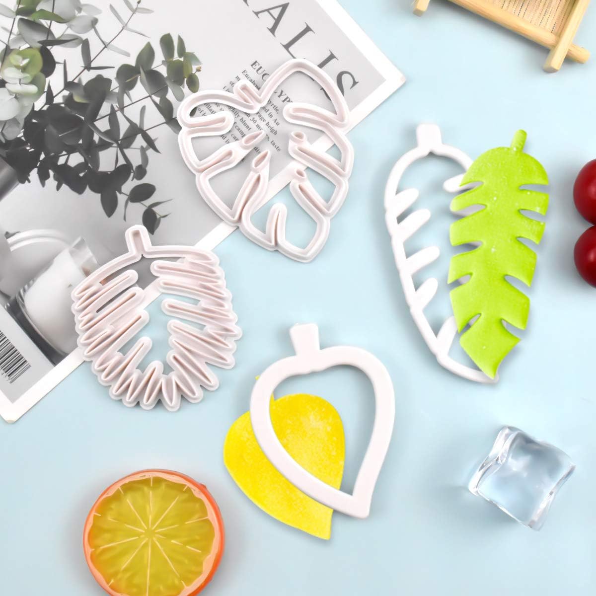 Set of 4 cutters, cookie cutters, leaf cutters, tropical leaves, plastic cake decoration for DIY cookies, fondant, cupcakes, cake - Image 4