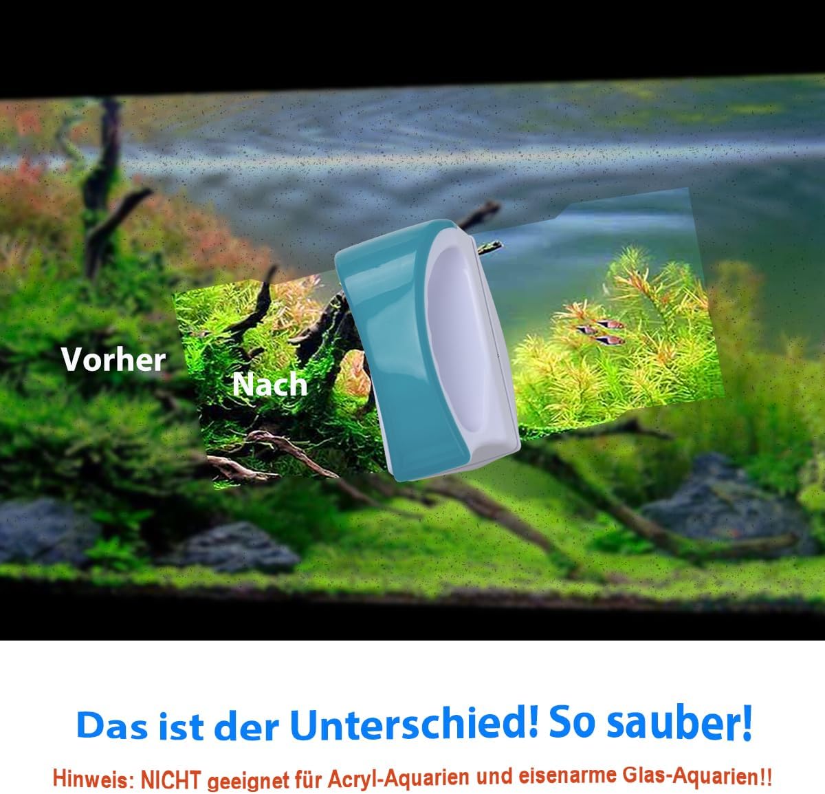 Petluno Magnetic Aquarium Glass Cleaner Fish Tank Glass Algae Scrapers, Floating Scrubber Cleaning Brush, Scratch-Free, Anti-Slip with Handle (M)  M: suggests fish tank (50-60cm) - Image 7