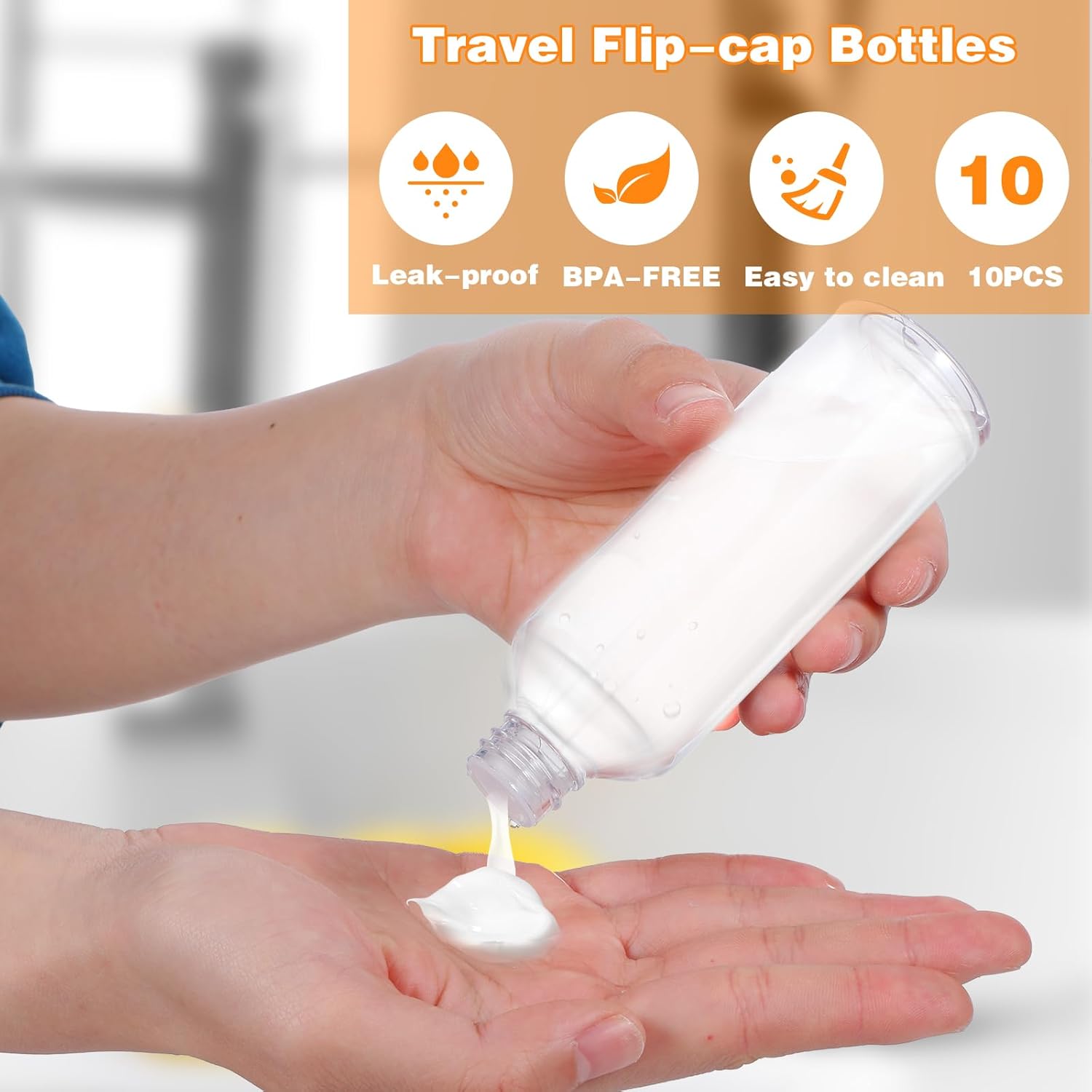 5 pieces travel bottles, 100 ml, empty travel bottle, dispenser, plastic bottle, refillable lotion container, travel size, container for shampoo, lotion, conditioner, creams, cosmetics - Image 4