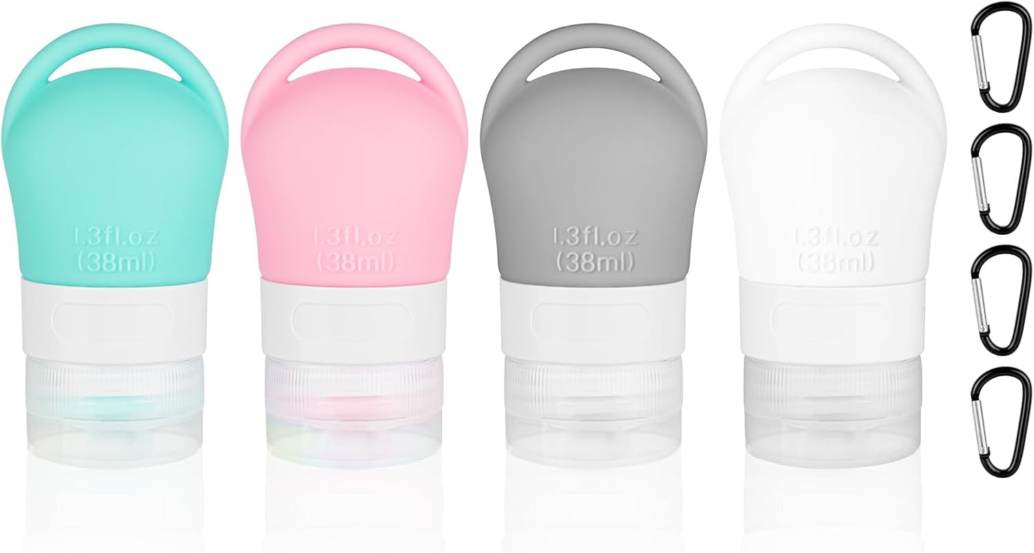 Petluno Travel Bottles, set of 4, 38 ml, refillable, toiletries, travel set, travel size, leak-proof silicone travel containers #5 4pk - Image 1