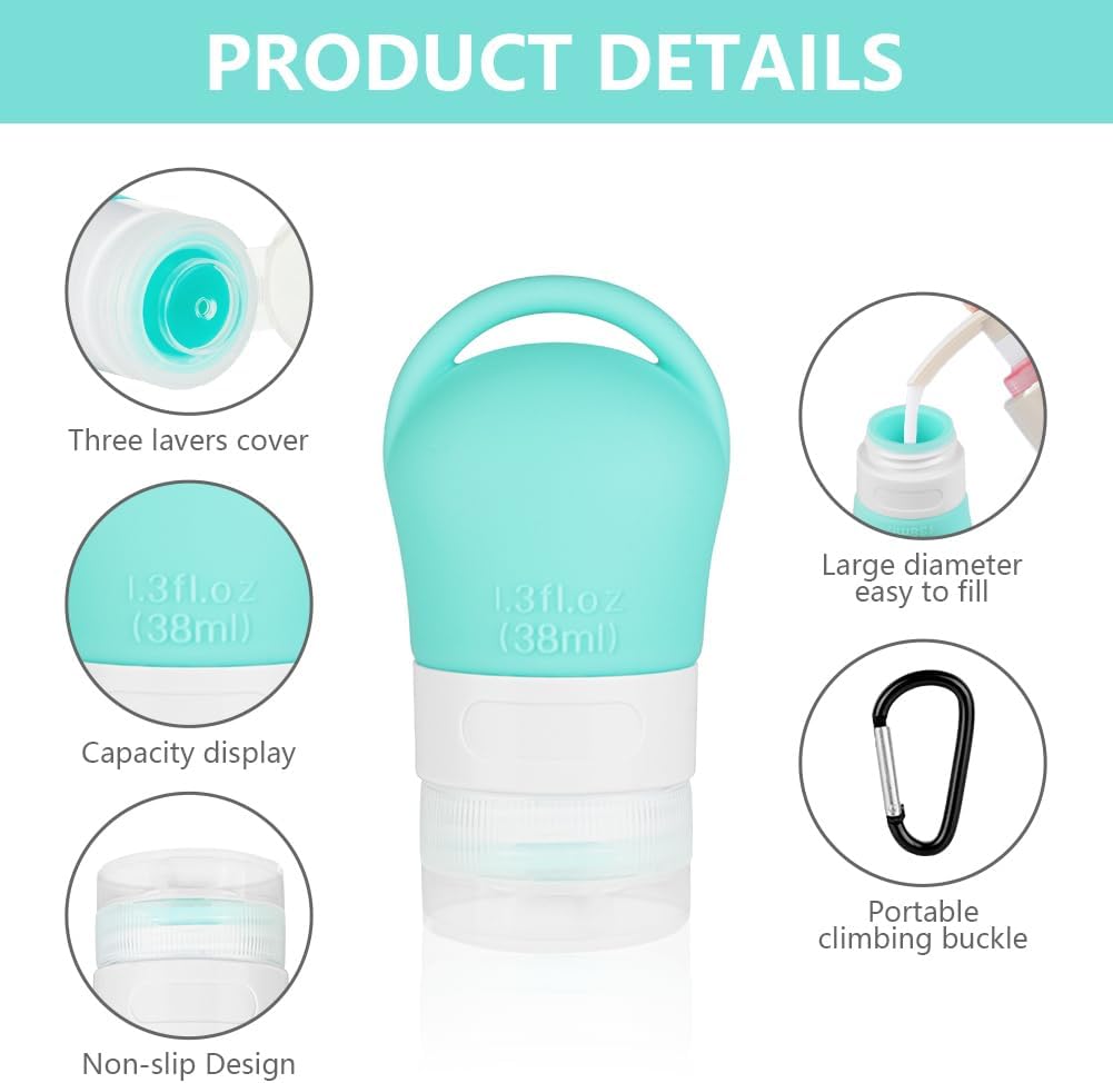 Petluno Travel Bottles, set of 4, 38 ml, refillable, toiletries, travel set, travel size, leak-proof silicone travel containers #5 4pk - Image 5