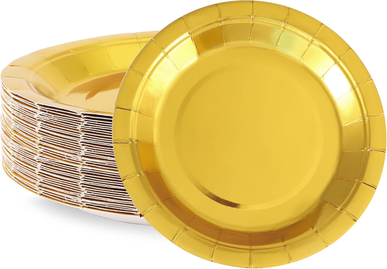 Party plates, dessert plates, 50 pieces, gold foil, plate set, 18 cm, party tableware, set, gold paper plates, birthday, party, tableware - Image 1