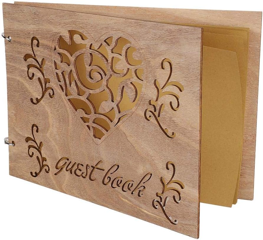 Houten Bruiloft Gastenboek Album Bericht Notebook voor Engagement Decoratie Evenement Feestartikelen Decoraties Gastenboeken (# 3) #3 - Image 1