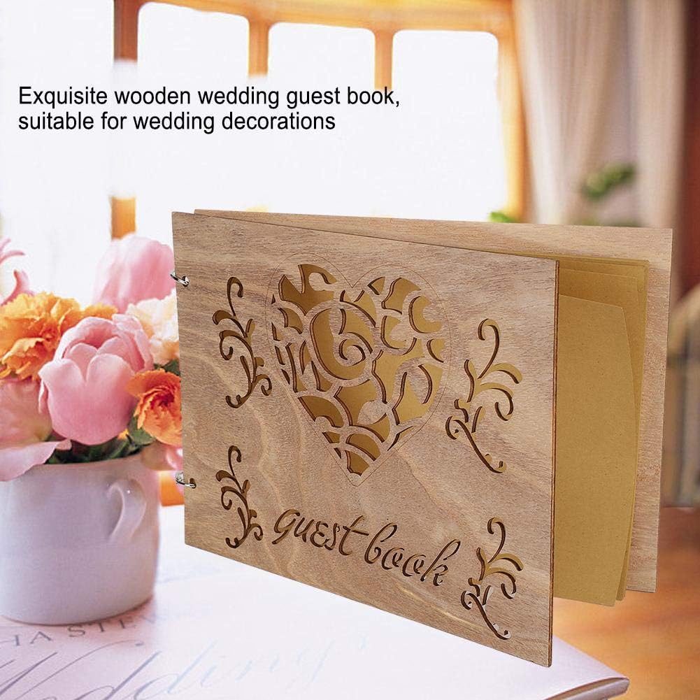 Houten Bruiloft Gastenboek Album Bericht Notebook voor Engagement Decoratie Evenement Feestartikelen Decoraties Gastenboeken (# 3) #3 - Image 4