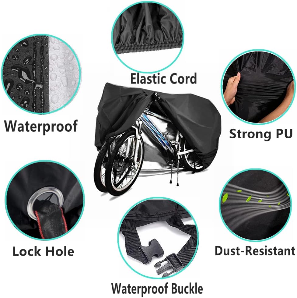 Bike covers for 2-3 e-bikes, rain, sun, UV, dustproof, waterproof, with lock hole, mountain and road - Image 2
