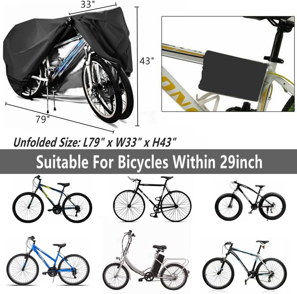 Bike covers for 2-3 e-bikes, rain, sun, UV, dustproof, waterproof, with lock hole, mountain and road - Image 5