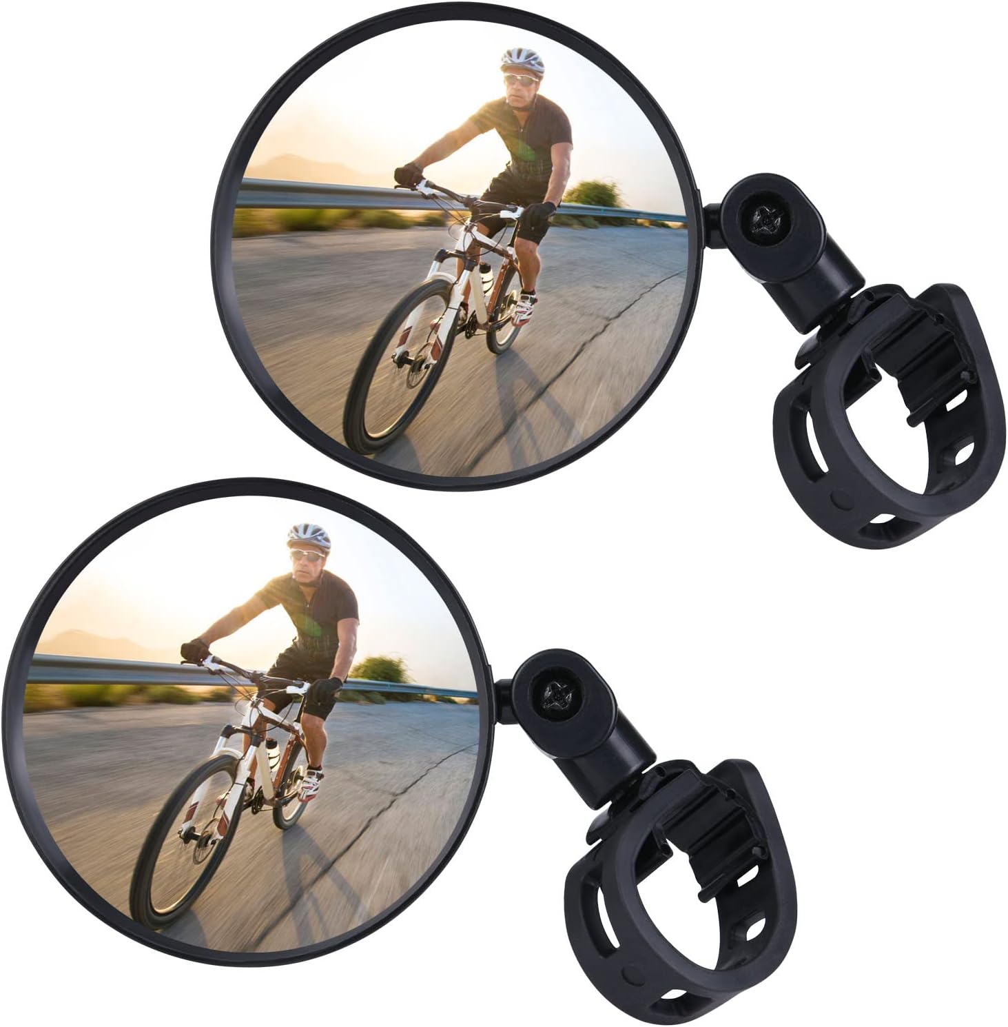 Petluno Bike Mirrors, 2 large angle mirrors 360° rotatable, adjustable, HD-nylon resin bike mirrors, for handlebars 15 to 35 mm, bike accessories for all round bikes - Image 1