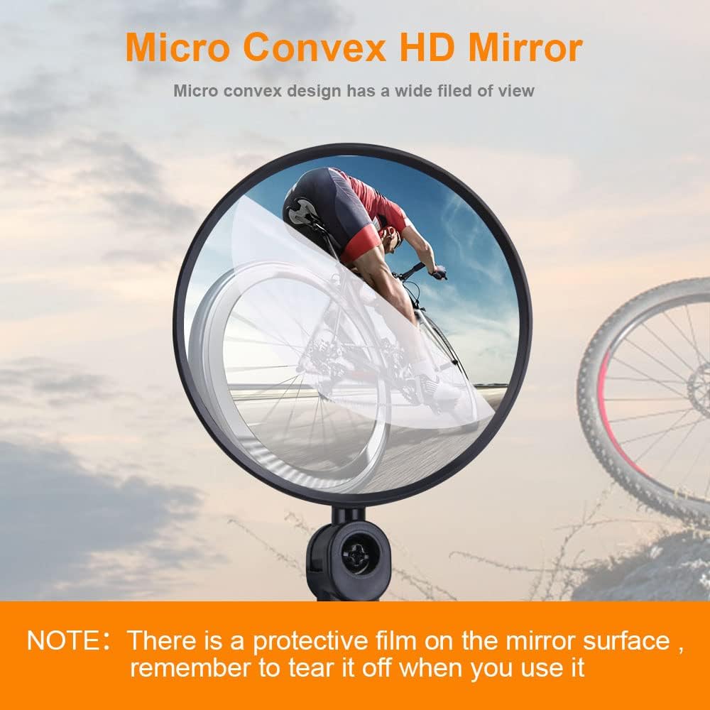 Petluno Bike Mirrors, 2 large angle mirrors 360° rotatable, adjustable, HD-nylon resin bike mirrors, for handlebars 15 to 35 mm, bike accessories for all round bikes - Image 5