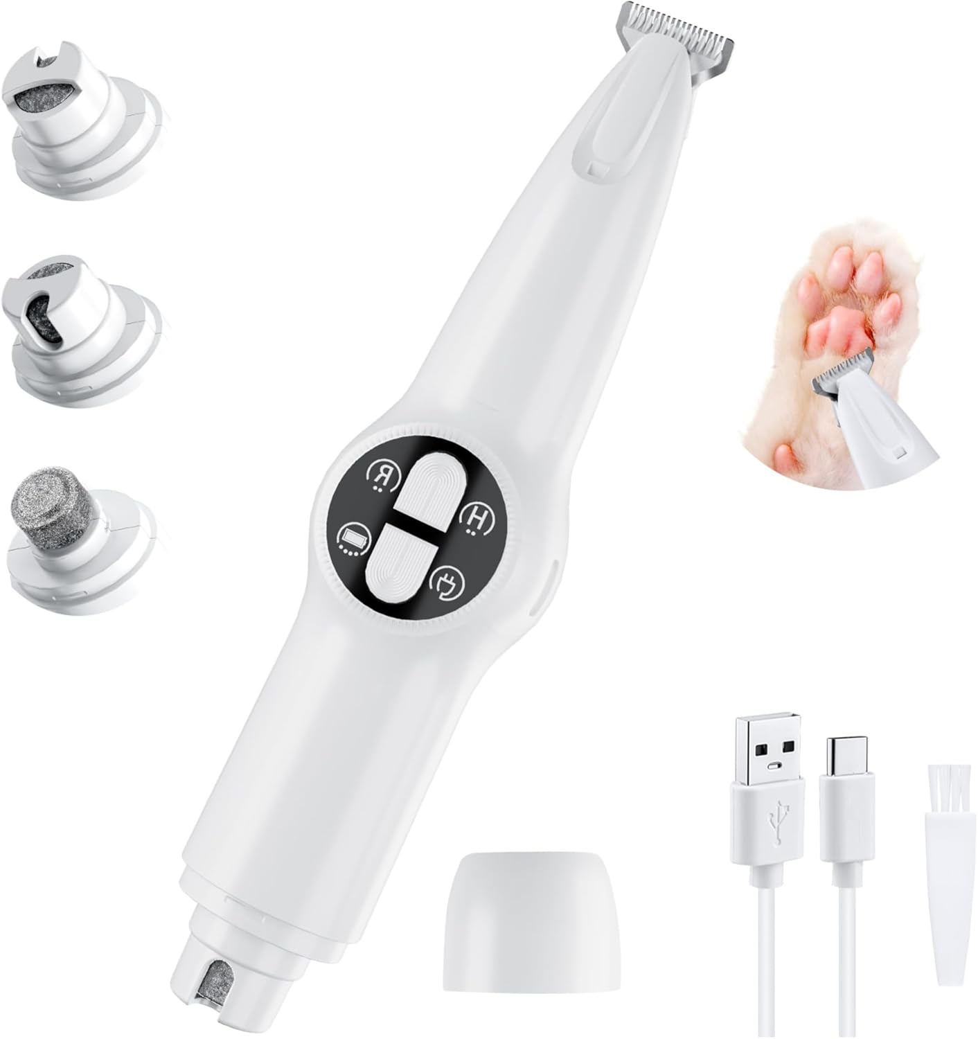 Petluno 2-in-1 Pet Grooming Trimmer with LED Light, Rechargeable Dog/Cat Hair Clipper, Grooming Tool, Electric Nail Grinder for Cats and Dogs, Pet Clipper Blades for Eyes, Ears - Image 1