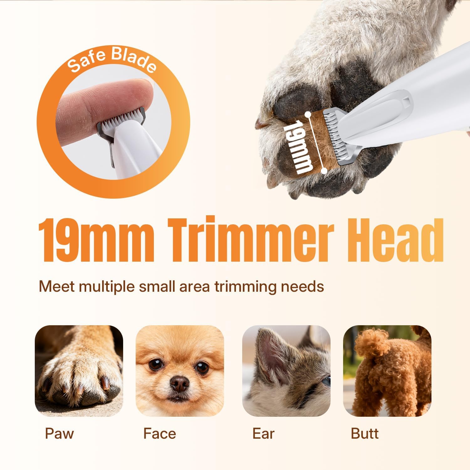 Petluno 2-in-1 Pet Grooming Trimmer with LED Light, Rechargeable Dog/Cat Hair Clipper, Grooming Tool, Electric Nail Grinder for Cats and Dogs, Pet Clipper Blades for Eyes, Ears - Image 3