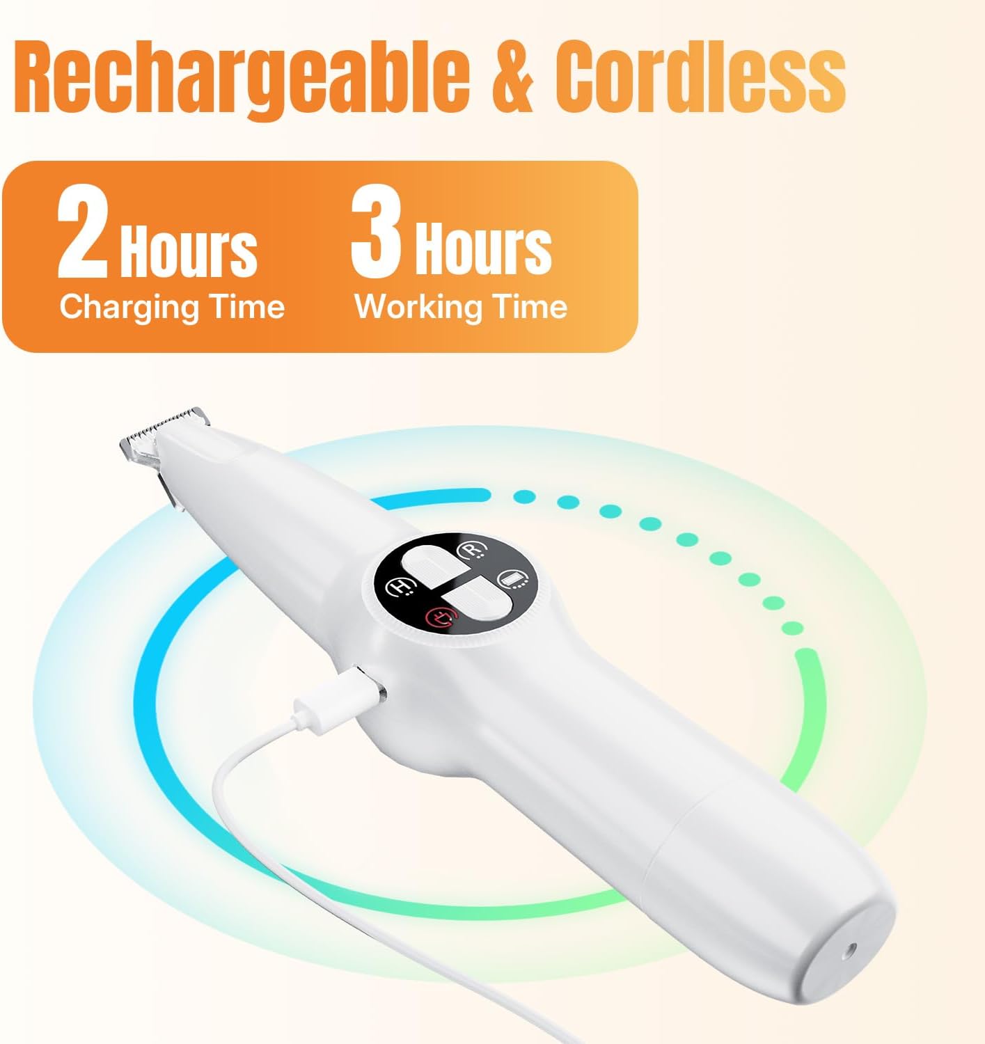 Petluno 2-in-1 Pet Grooming Trimmer with LED Light, Rechargeable Dog/Cat Hair Clipper, Grooming Tool, Electric Nail Grinder for Cats and Dogs, Pet Clipper Blades for Eyes, Ears - Image 7