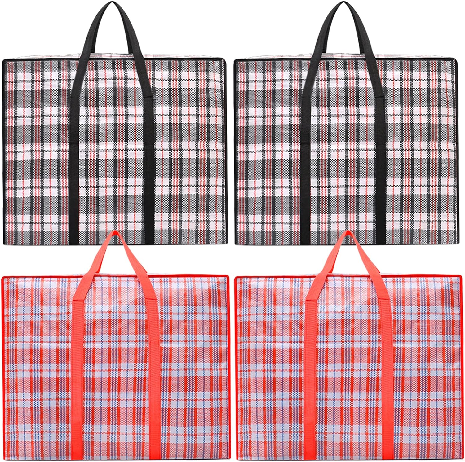 Storage bags, 4 pieces, large reusable moving bags, with zip closure and handles, storage bag, clothing, laundry bag, capacity, multifunctional for duvets - Image 1
