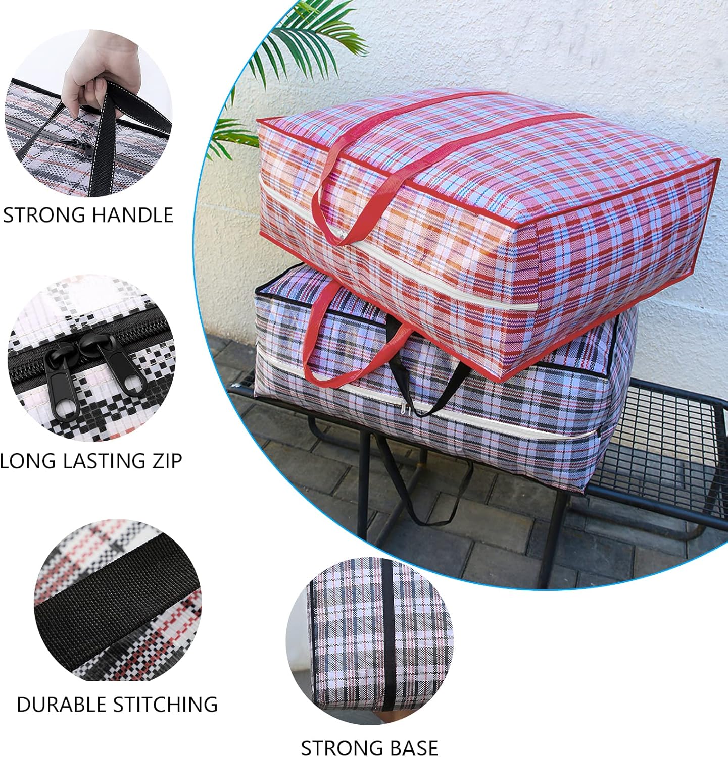Storage bags, 4 pieces, large reusable moving bags, with zip closure and handles, storage bag, clothing, laundry bag, capacity, multifunctional for duvets - Image 3
