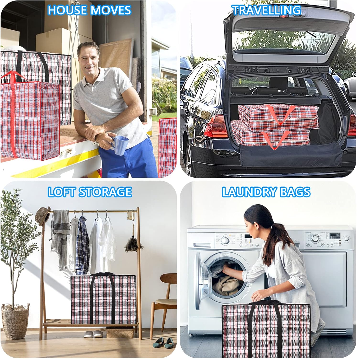 Storage bags, 4 pieces, large reusable moving bags, with zip closure and handles, storage bag, clothing, laundry bag, capacity, multifunctional for duvets - Image 7
