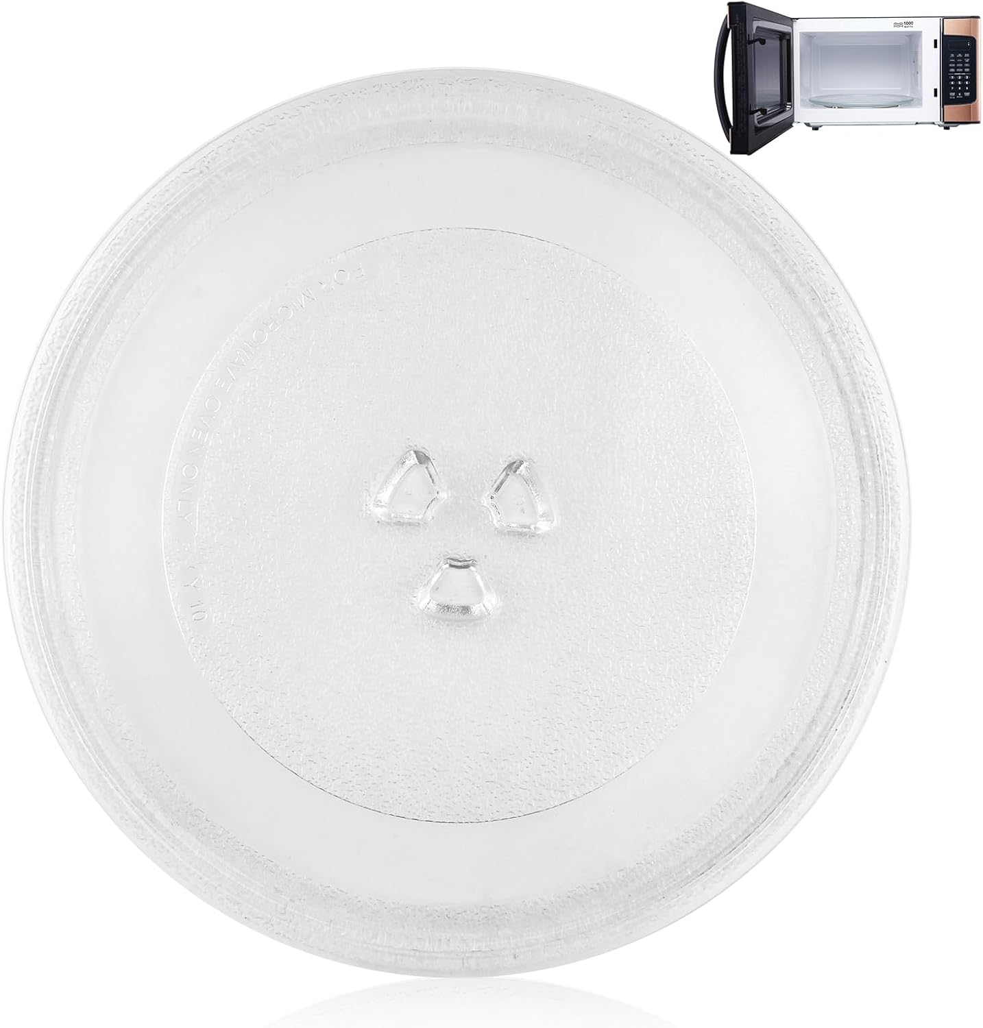 Magnetron plate, glass, 24.5 cm, microwave plate, turntable, glass plate, microwave accessories, replacement turntable with 3 attachments for standard round microwaves - Image 1
