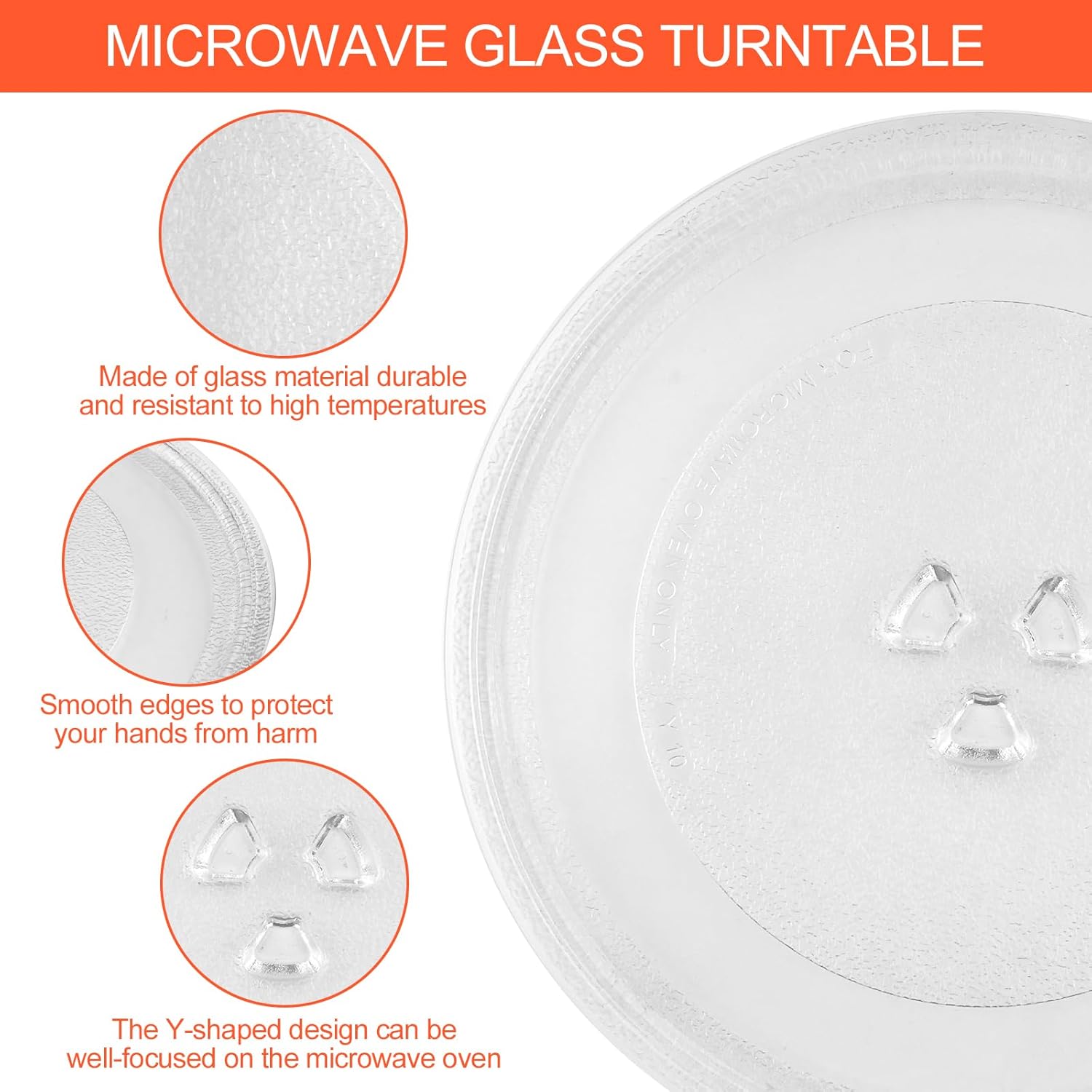 Magnetron plate, glass, 24.5 cm, microwave plate, turntable, glass plate, microwave accessories, replacement turntable with 3 attachments for standard round microwaves - Image 3