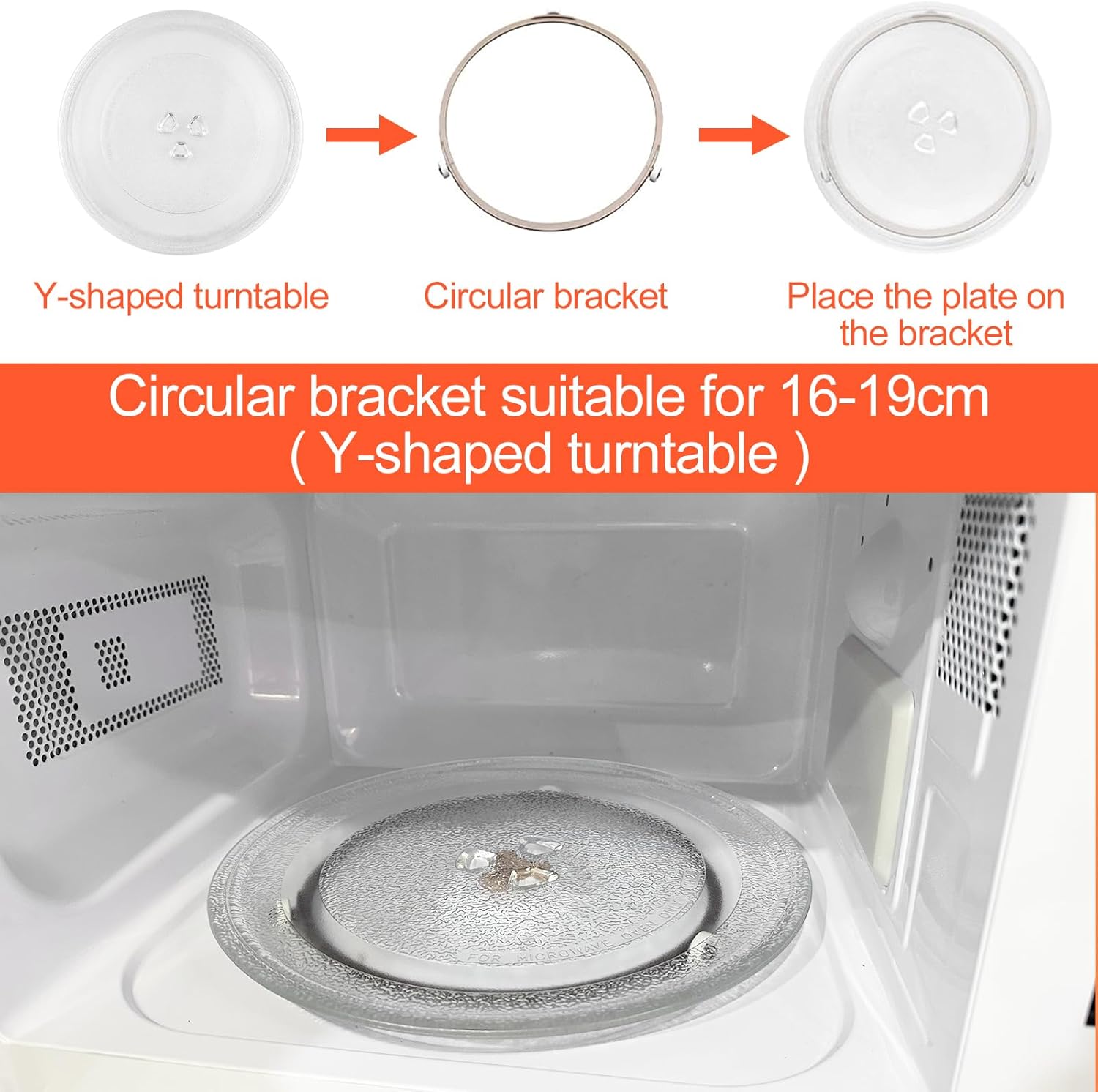 Magnetron plate, glass, 24.5 cm, microwave plate, turntable, glass plate, microwave accessories, replacement turntable with 3 attachments for standard round microwaves - Image 4