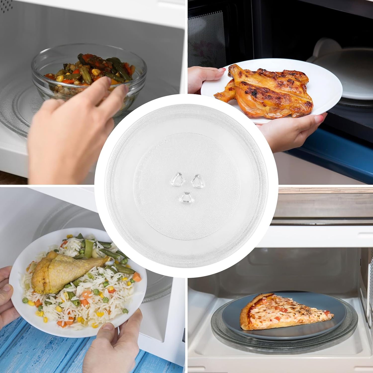 Magnetron plate, glass, 24.5 cm, microwave plate, turntable, glass plate, microwave accessories, replacement turntable with 3 attachments for standard round microwaves - Image 7
