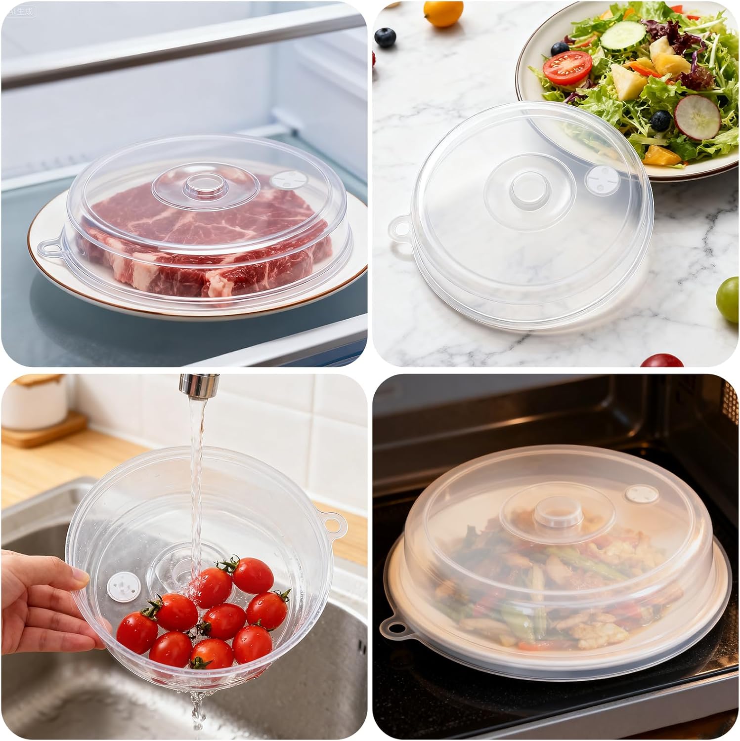 2 pieces of microwave covers, microwave cover for heating food, 23 cm and 17 cm, transparent, microwave lid with adjustable steam ventilation to prevent splatters - Image 7