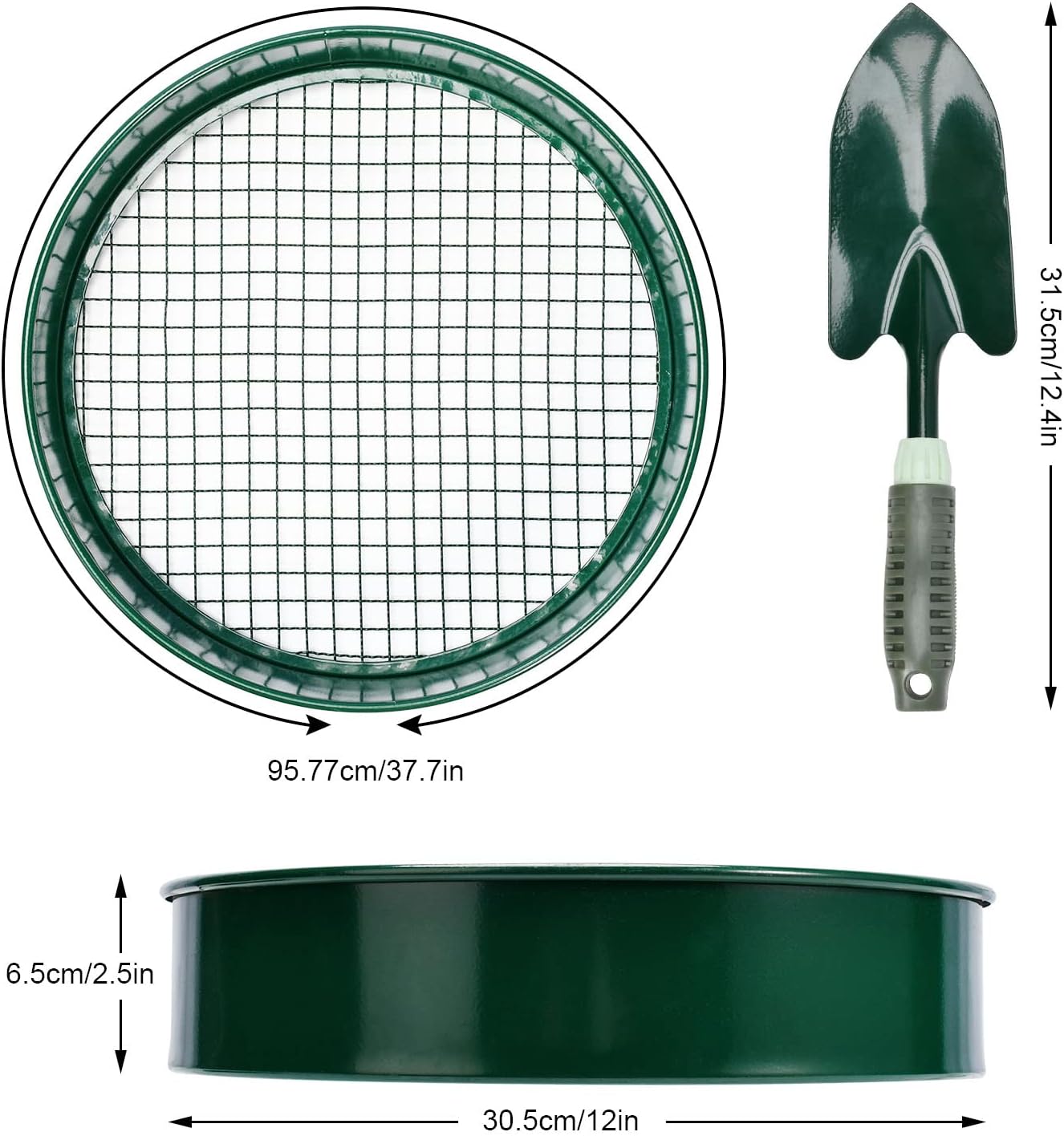 Garden sieve, soil sieve with interchangeable mesh sizes 3, 6, 9 and 12 mm, perfect garden tool for sifting soil, stones and compost. - Image 5