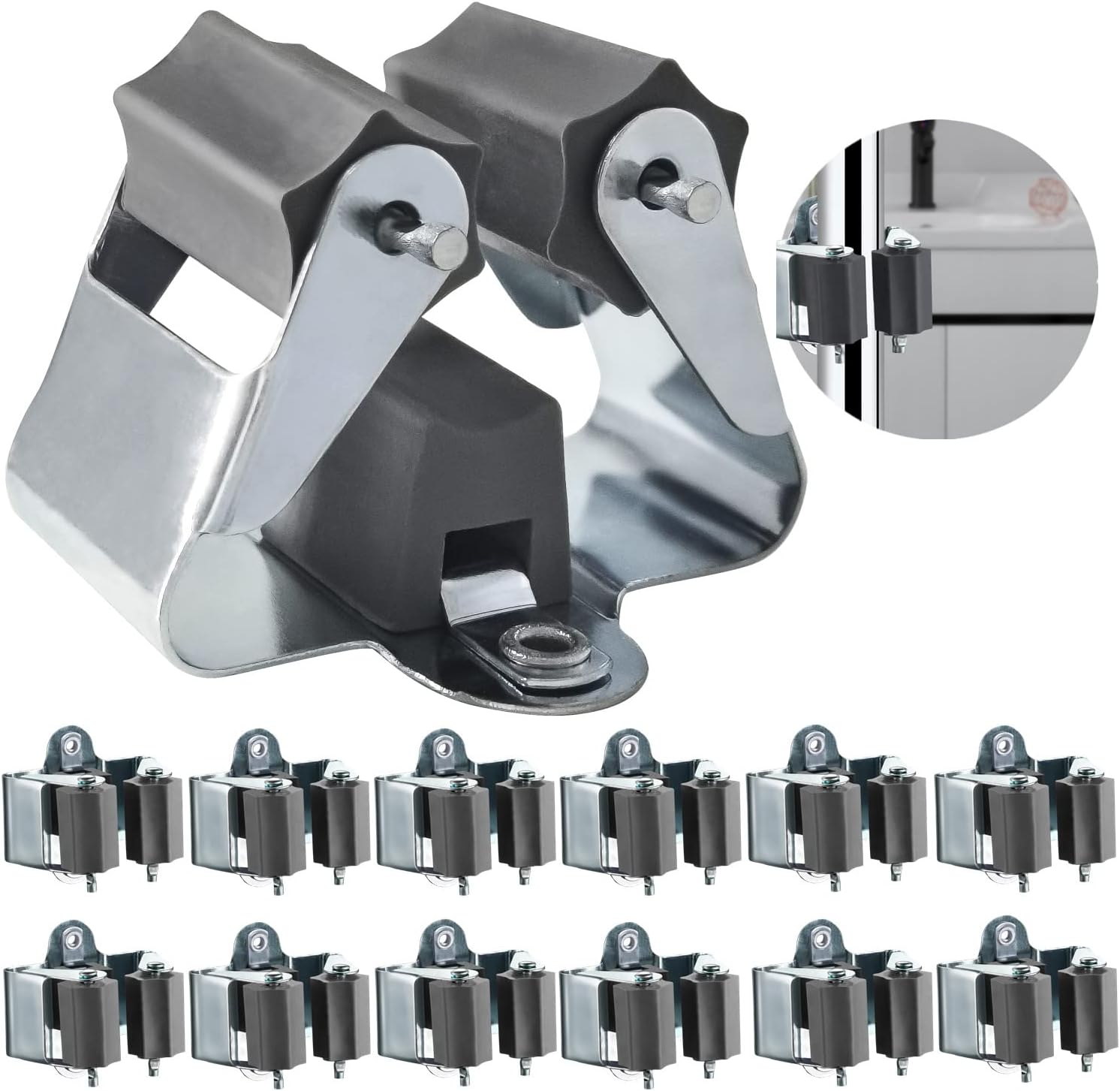 Petluno Broom Holder - Tool Holder Broom Wall Mount System Multi Wall Holder Mounting System Garden Tools Set Including Fixing Hardware (blue) grey 6 - Image 1