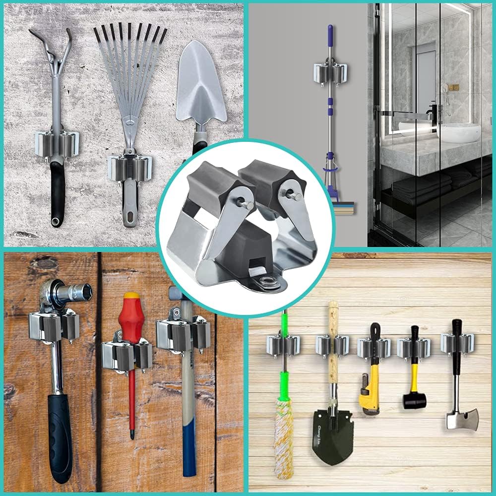 Petluno Broom Holder - Tool Holder Broom Wall Mount System Multi Wall Holder Mounting System Garden Tools Set Including Fixing Hardware (blue) grey 6 - Image 2