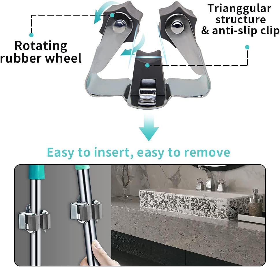 Petluno Broom Holder - Tool Holder Broom Wall Mount System Multi Wall Holder Mounting System Garden Tools Set Including Fixing Hardware (blue) grey 6 - Image 4