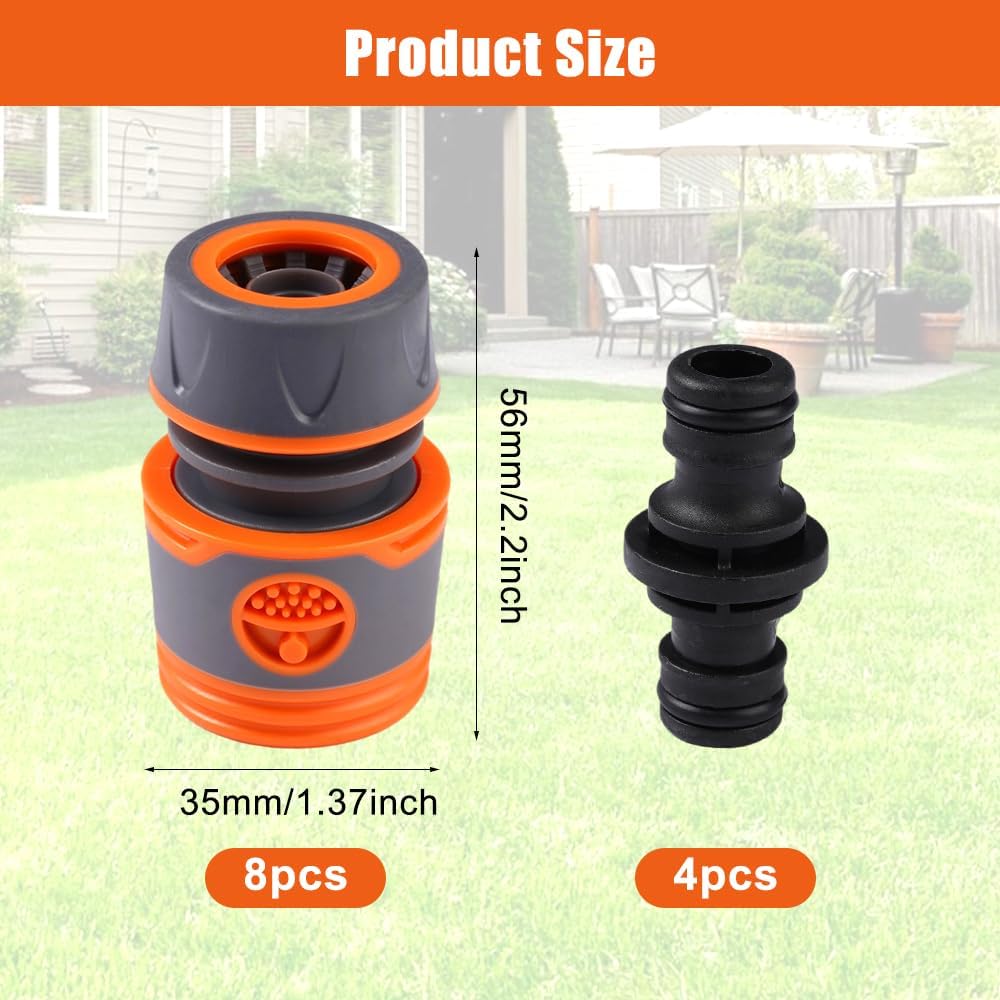 8 pieces garden hose connector 1/2 inch, garden hose fittings, hose coupling, double plug, hose connector set, garden hose accessories, garden hose connection set garden tool, lawn - Image 2