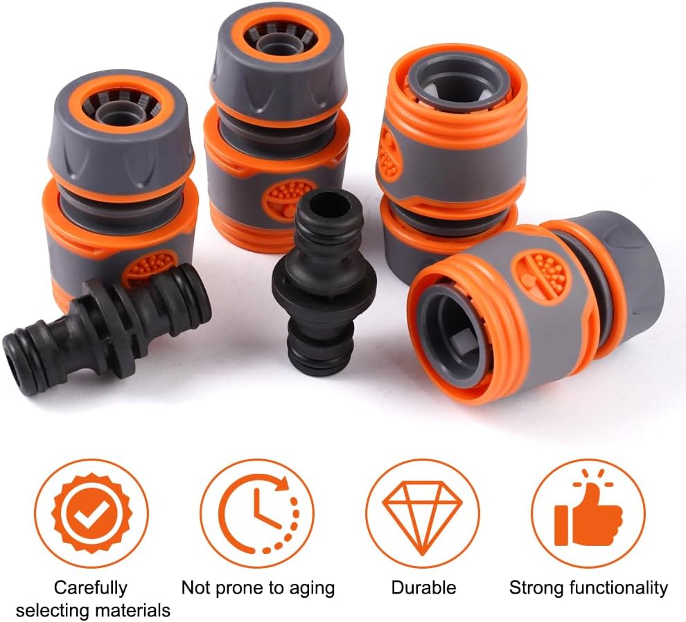 8 pieces garden hose connector 1/2 inch, garden hose fittings, hose coupling, double plug, hose connector set, garden hose accessories, garden hose connection set garden tool, lawn - Image 3