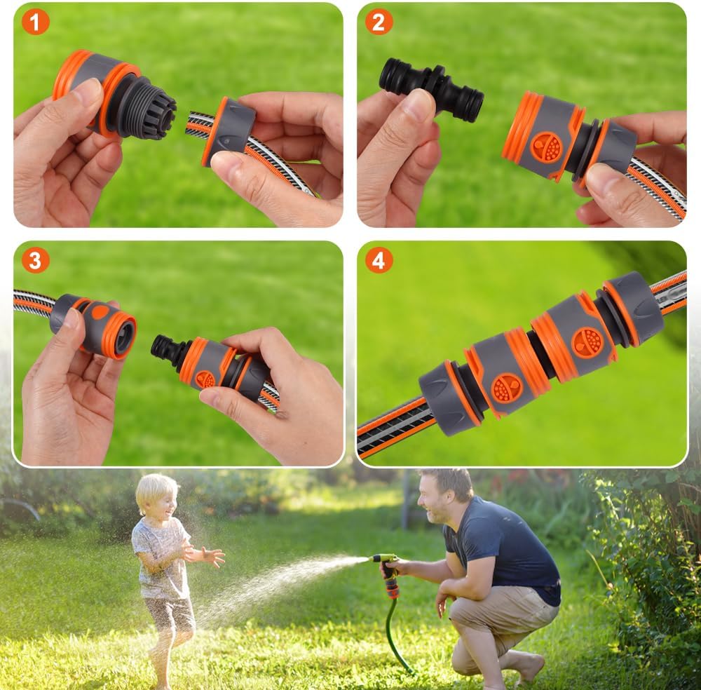 8 pieces garden hose connector 1/2 inch, garden hose fittings, hose coupling, double plug, hose connector set, garden hose accessories, garden hose connection set garden tool, lawn - Image 4