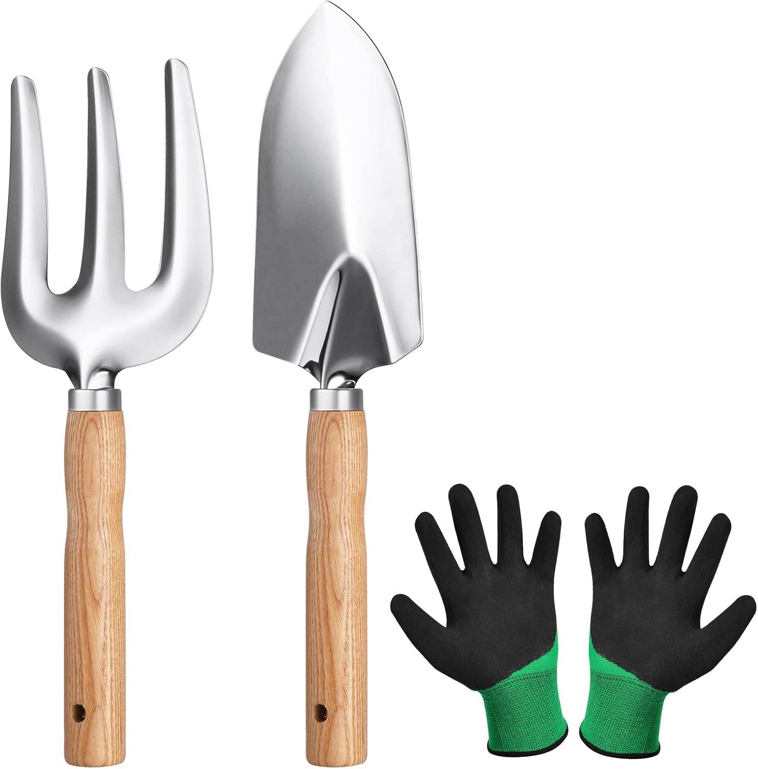 Petluno Garden Tool Set, 3-piece garden tool, stainless steel hand tools, gift set with ergonomic handles, including a wide spade - Image 1