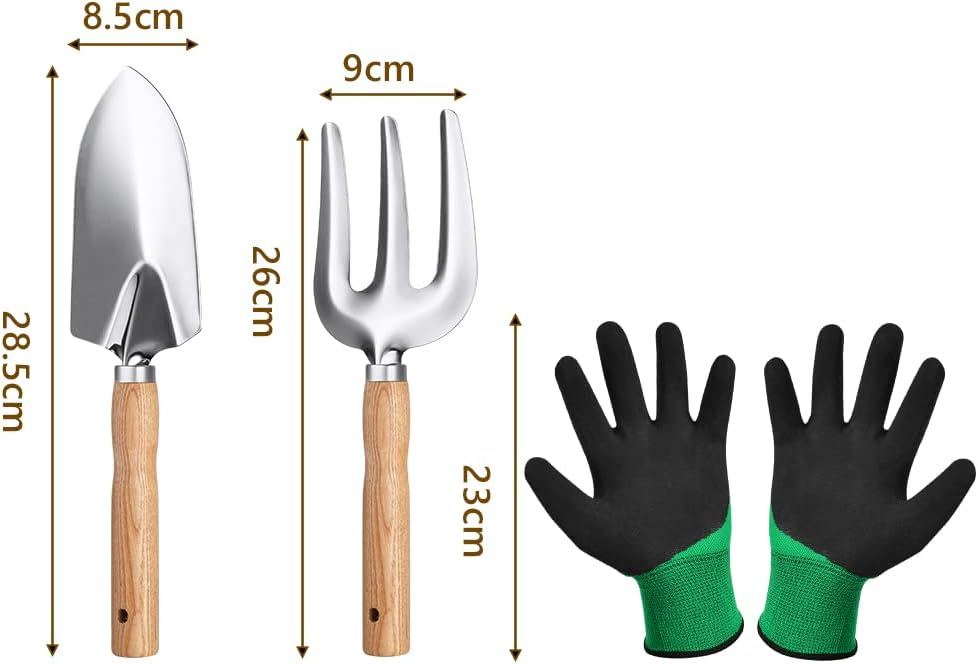 Petluno Garden Tool Set, 3-piece garden tool, stainless steel hand tools, gift set with ergonomic handles, including a wide spade - Image 2