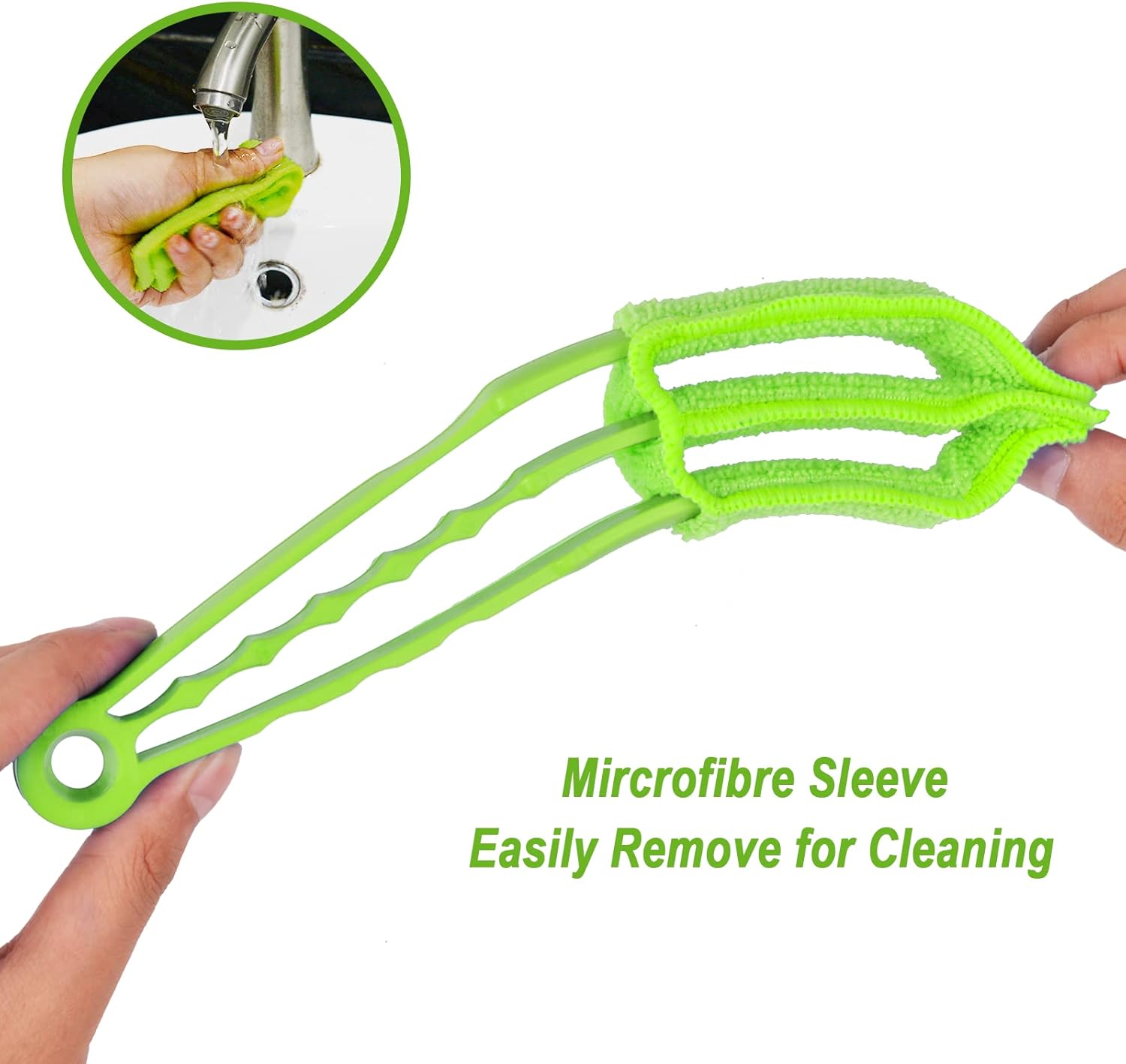 Petluno Blinds Cleaning Brush - 2 Pack Blind Cleaner, With Microfiber Cleaning Cloth, Feather Duster for Cleaning and Electric Fans (Pink + Green) Pink Green - Image 3