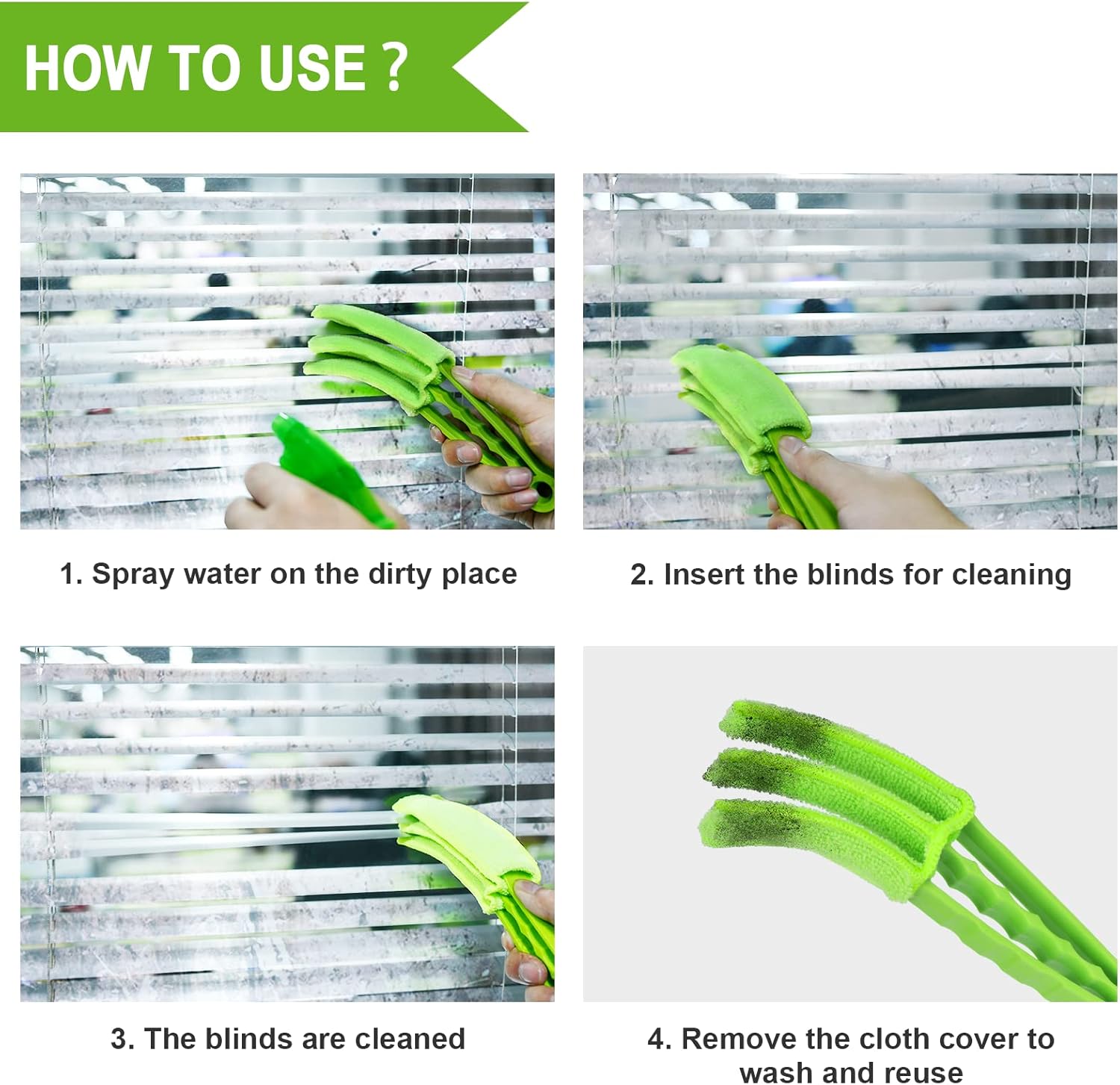 Petluno Blinds Cleaning Brush - 2 Pack Blind Cleaner, With Microfiber Cleaning Cloth, Feather Duster for Cleaning and Electric Fans (Pink + Green) Pink Green - Image 4