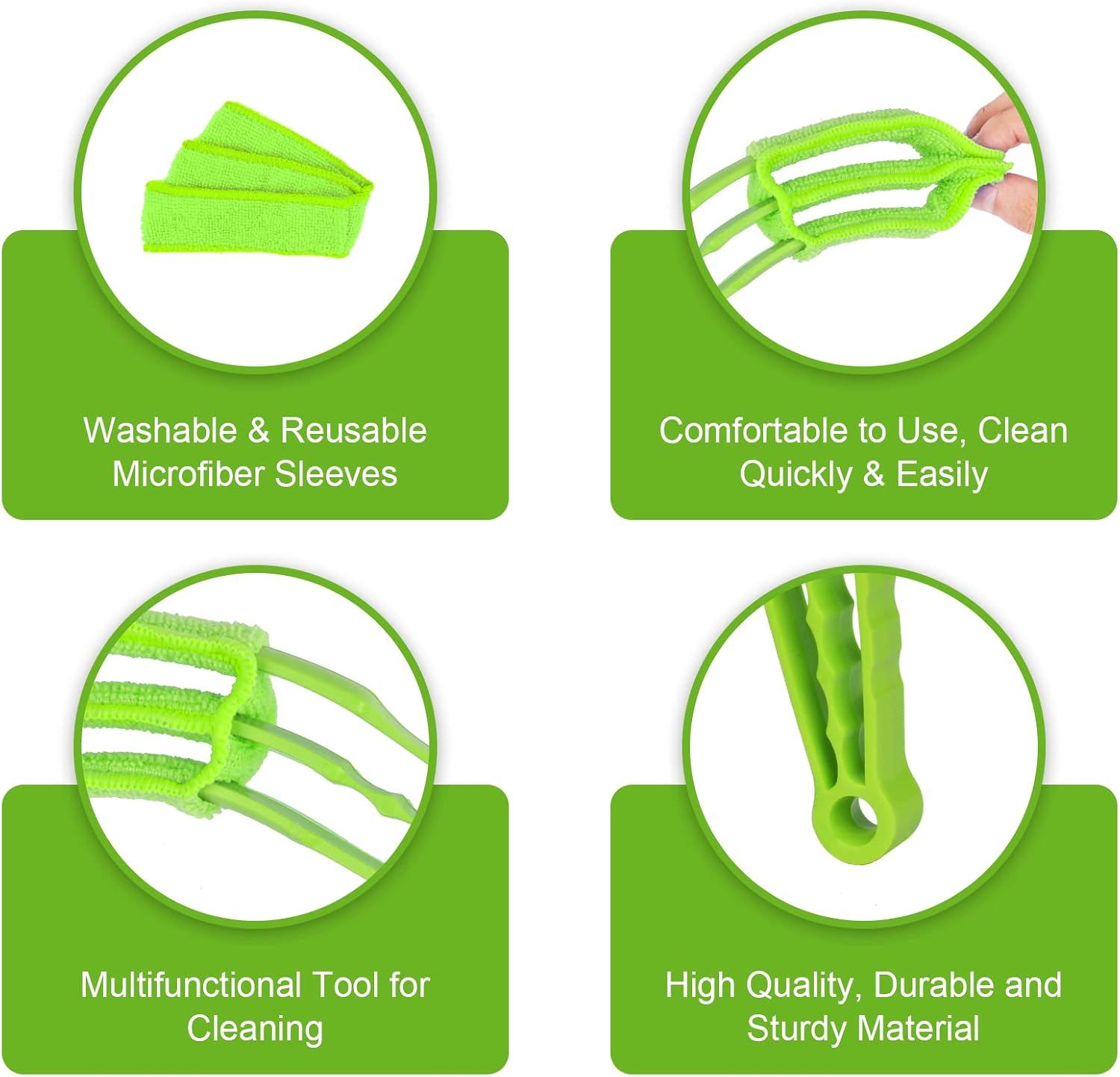 Petluno Blinds Cleaning Brush - 2 Pack Blind Cleaner, With Microfiber Cleaning Cloth, Feather Duster for Cleaning and Electric Fans (Pink + Green) Pink Green - Image 5