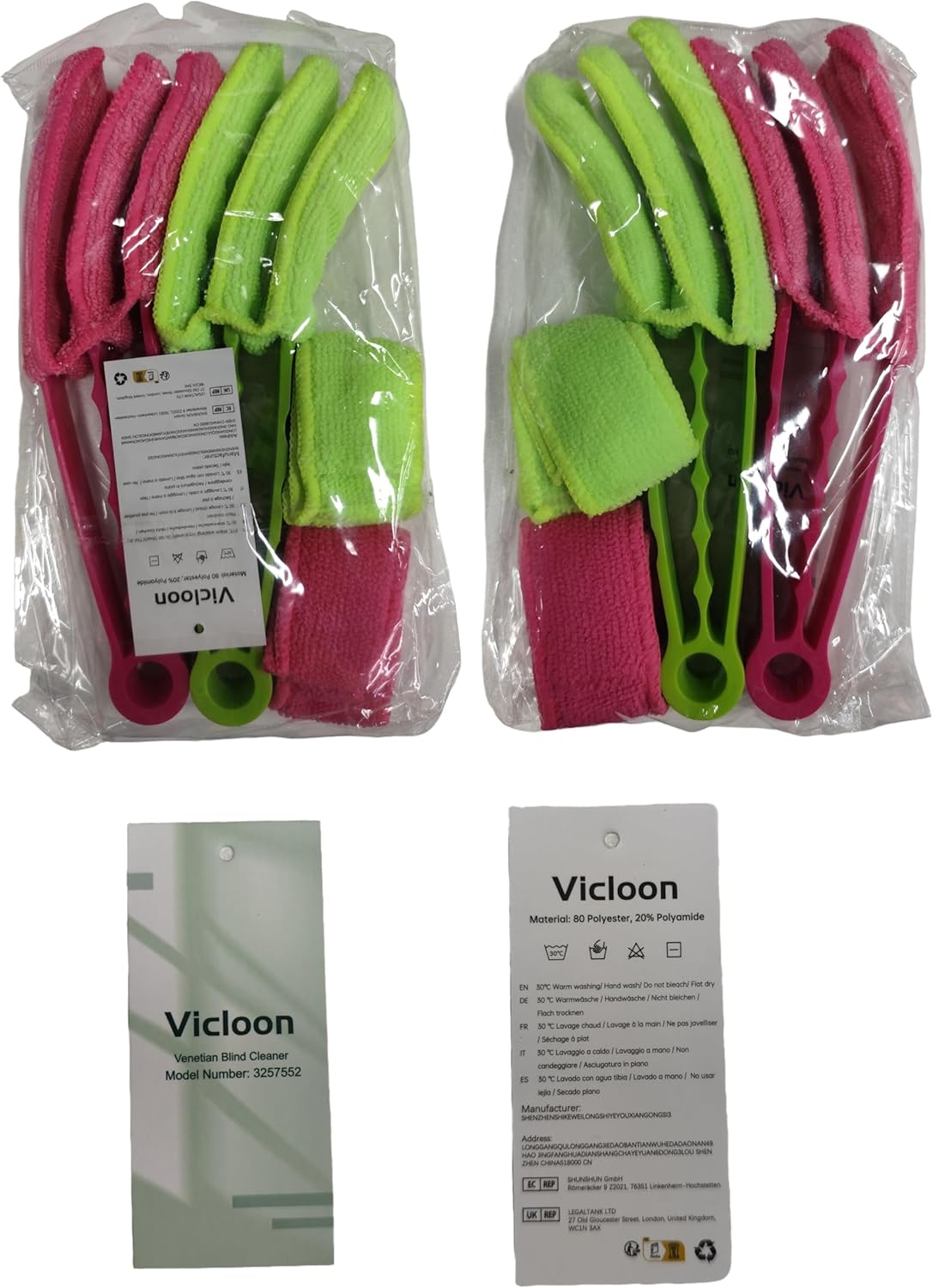 Petluno Blinds Cleaning Brush - 2 Pack Blind Cleaner, With Microfiber Cleaning Cloth, Feather Duster for Cleaning and Electric Fans (Pink + Green) Pink Green - Image 8