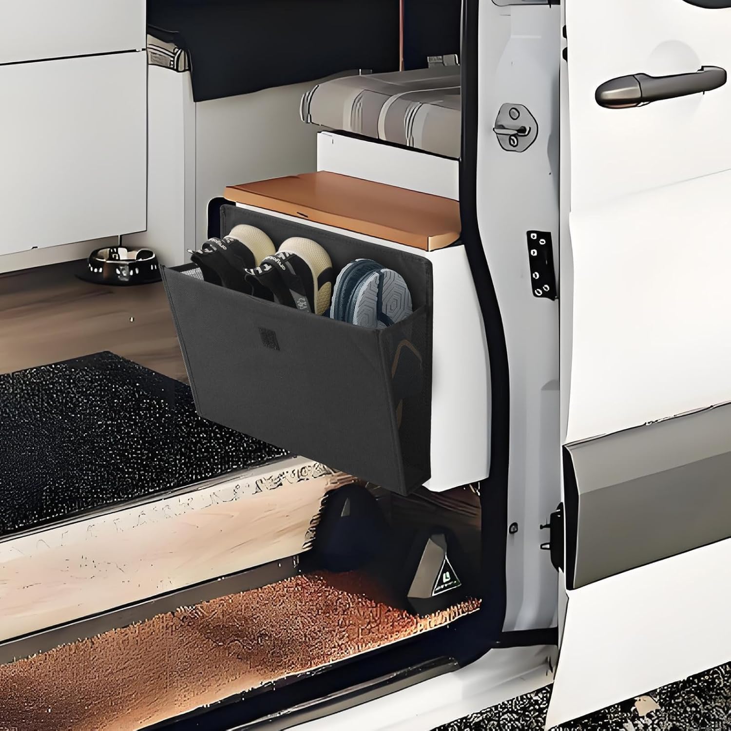 Storage space for campers with self-adhesive motorhome accessories Essentials Caravan Gadgets, 34 x 29 x 14 cm Foldable wall-mounted organizer for bedroom, office, bedside table desk - Image 7
