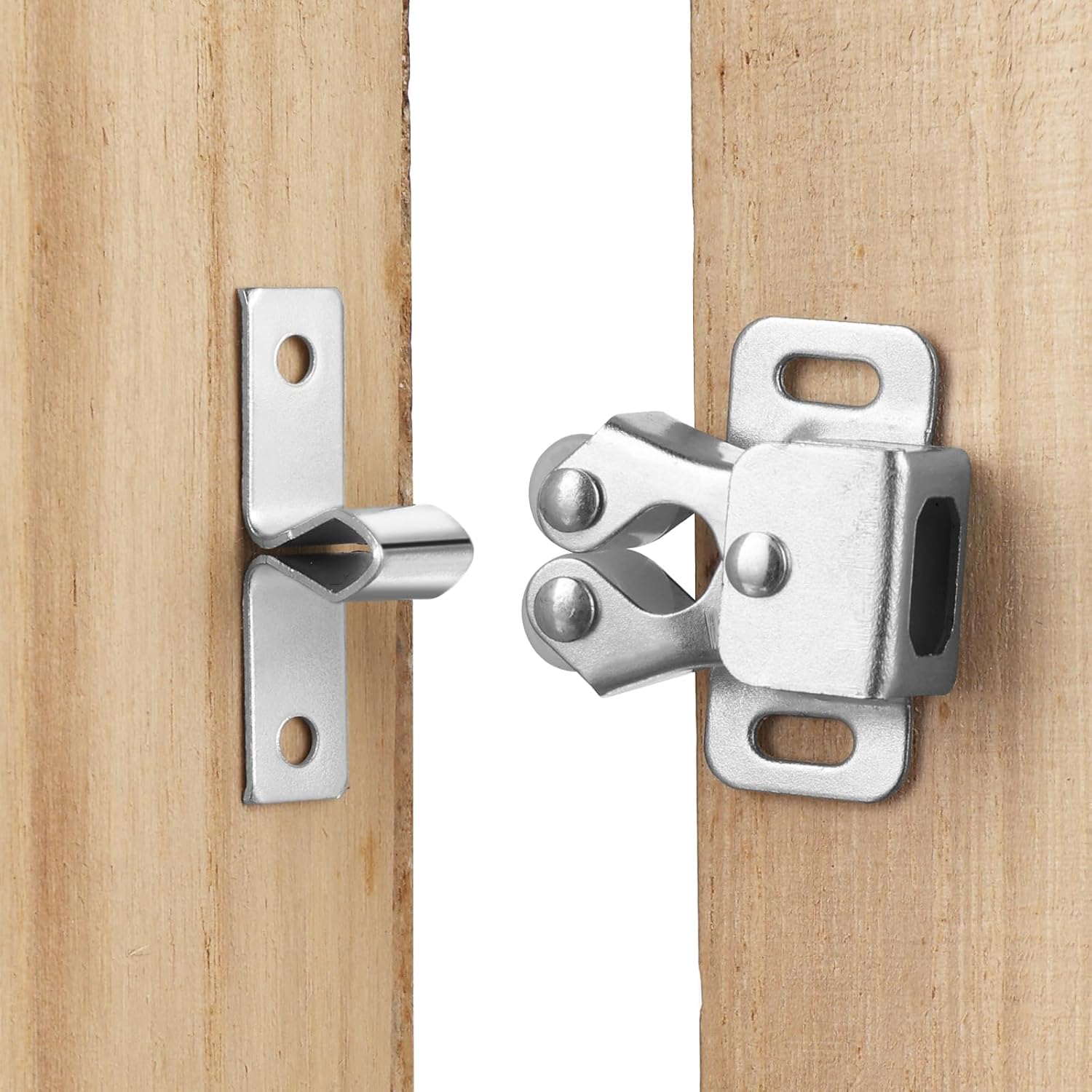 Petluno 6 pack double roller cabinet lock, roller catch hardware for cupboard kitchen cabinet door locks, cabinet door locks and latches with screws, silver - Image 8